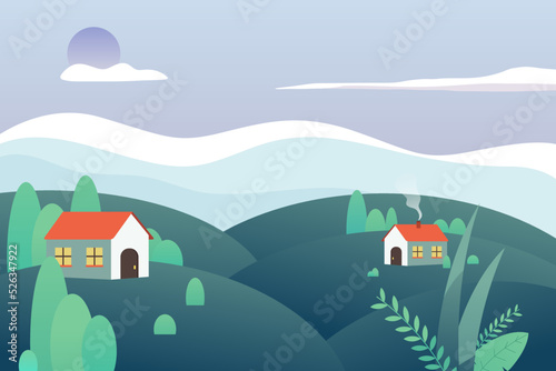 Rural scenery in the hills during the day