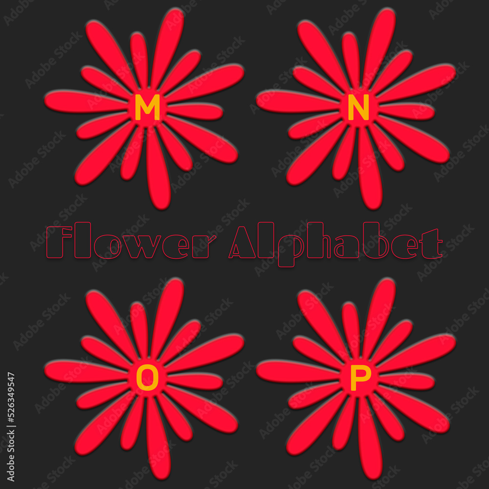 Abstract floral font design, uppercase letters in pink 3D blossom, colorful flower alphabet for nature and ecology concepts Abstract floral font design, uppercase letters in pink 3D blossom, colorful flower alphabet for nature and ecology concepts