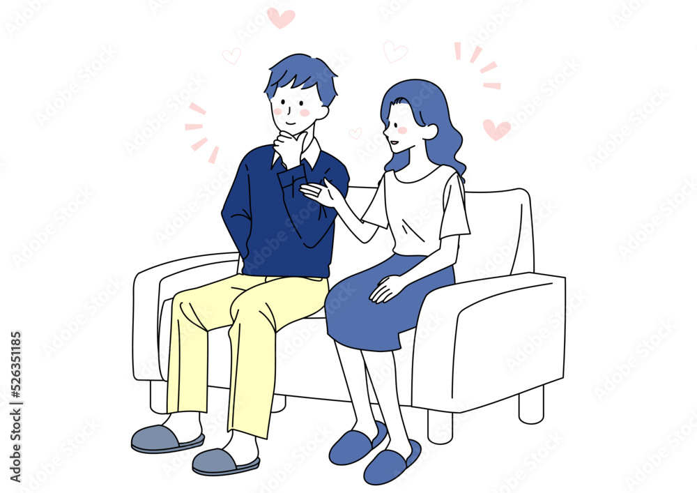 楽しそうに会話する夫婦