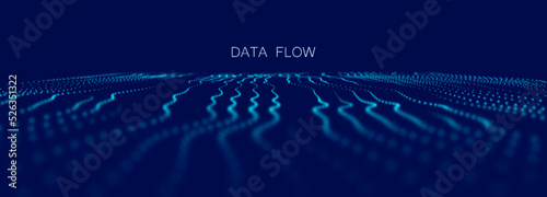 Abstract digital background. Data flow information. Concept of digital communication. Big data visualization. Vector illustration.