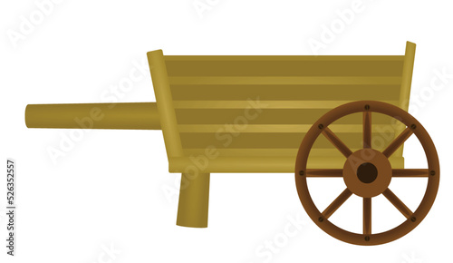 Retro wooden wheel barrow. vector illustration