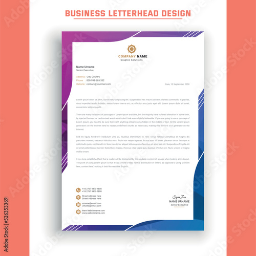 Professional a4 business letterhead design	