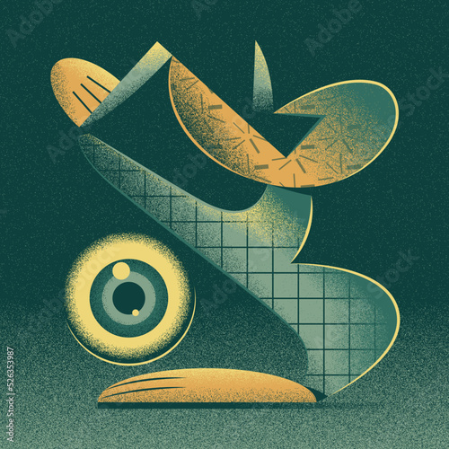 Illustration of a horrific creature. Mysterious and monstrous character. Eye acrobatics.