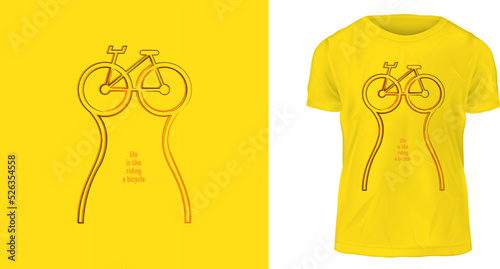 t-shirt design concept, Life is like riding a bicycle