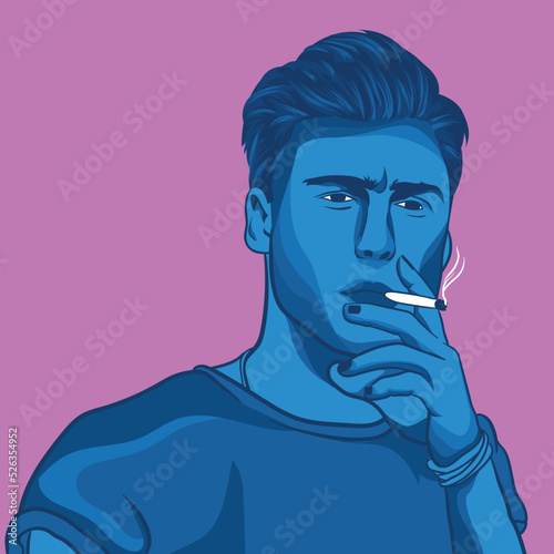 smoking Man Vector Illustration. The head of a Man