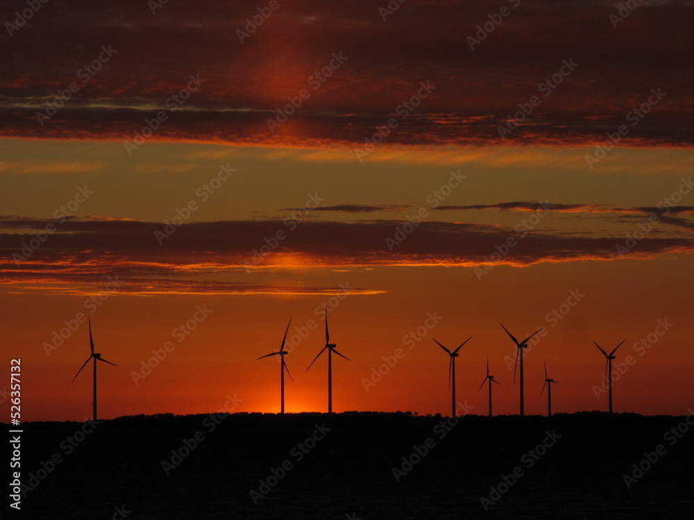 Obraz premium wind turbines at sunset island Gotland Sweden 