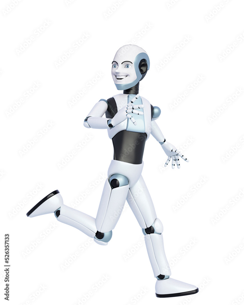 robot boy cartoon walking and looking back