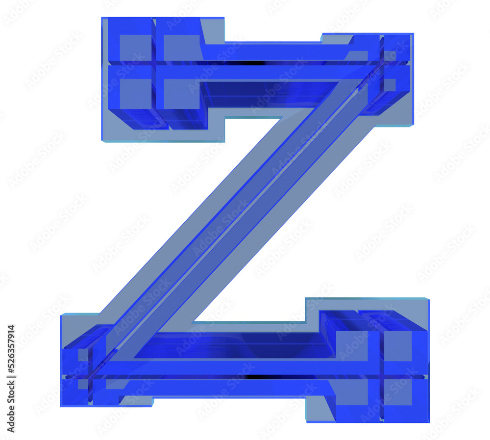 3D rendered illustration.Glass letter on transparent background. Stock