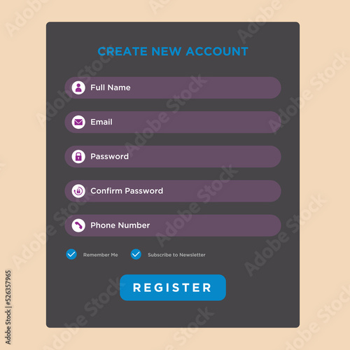 Registration page and Sign In forms vector illustration on transparent background