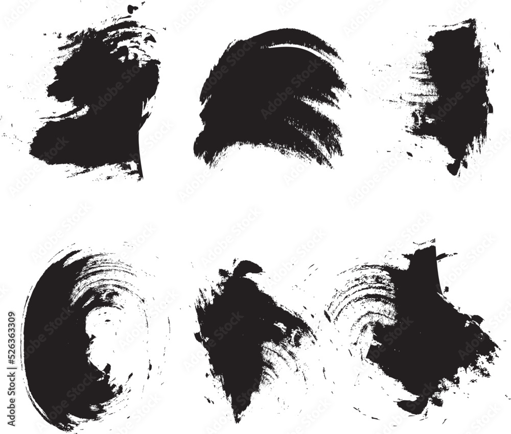 Stylish abstract brush stroke collection on white background