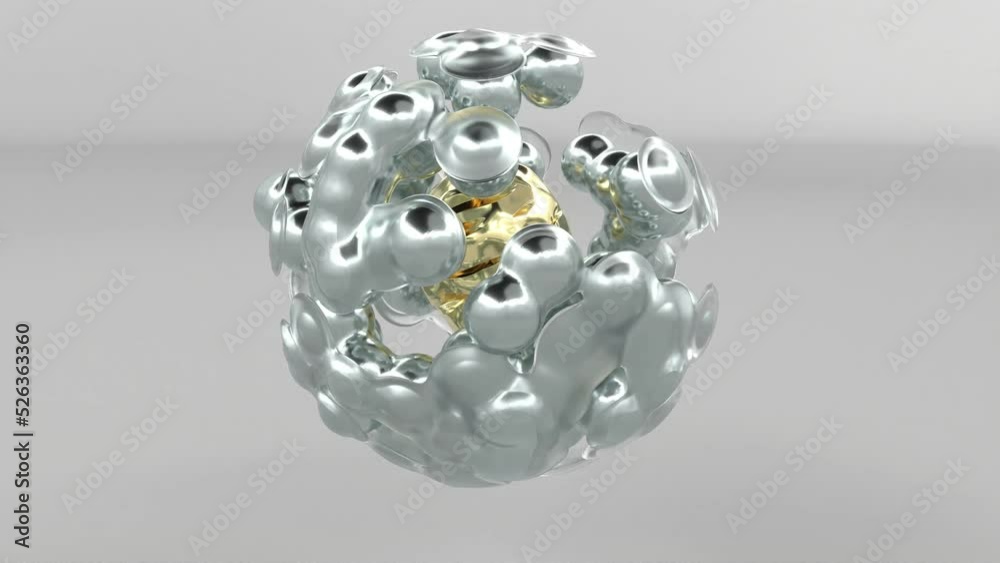 Liquid metal surreal object based on meta balls 