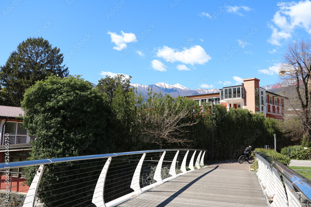 Footbridge in the Sarca Valley, Italy