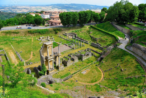 View of the Roman Theater of Volterra in Tuscany. The Roman Theater was built at the end of the 1st century BC