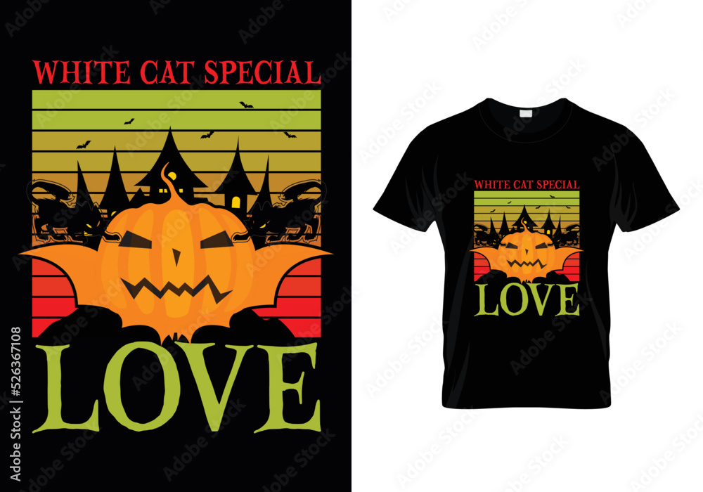  WHITE CAT SPECIAL LOVE HALLOWEENT-SHIRT DESIGN