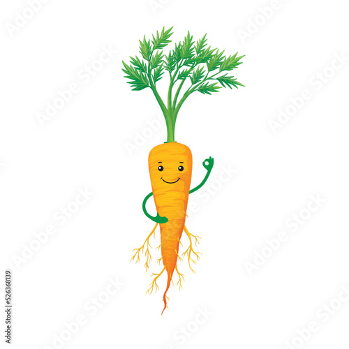 Fototapeta Naklejka Na Ścianę i Meble -  Vegetable cute characters with kawaii faces cartoon illustration. carrot character.