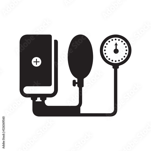 Hypertension measurement pressure icon | Black Vector illustration |