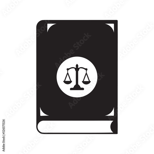 Justice law legal book icon | Black Vector illustration |
