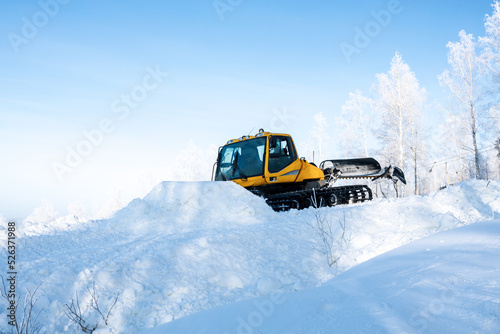 tractor for leveling snow at a ski resort