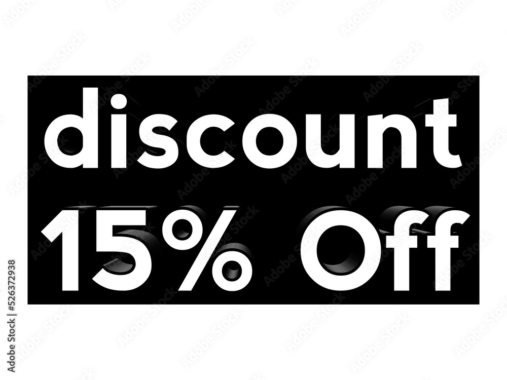 Discount 15% Off text in black box for business promotion concept banner elements Discount 15% Off text in black box for business promotion concept banner elements