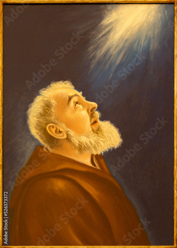 MONOPOLI, ITALY - MARCH 5, 2022: The painting of Padre Pio in the Cathedral by Anna Brigida (1926 - 2010). photo