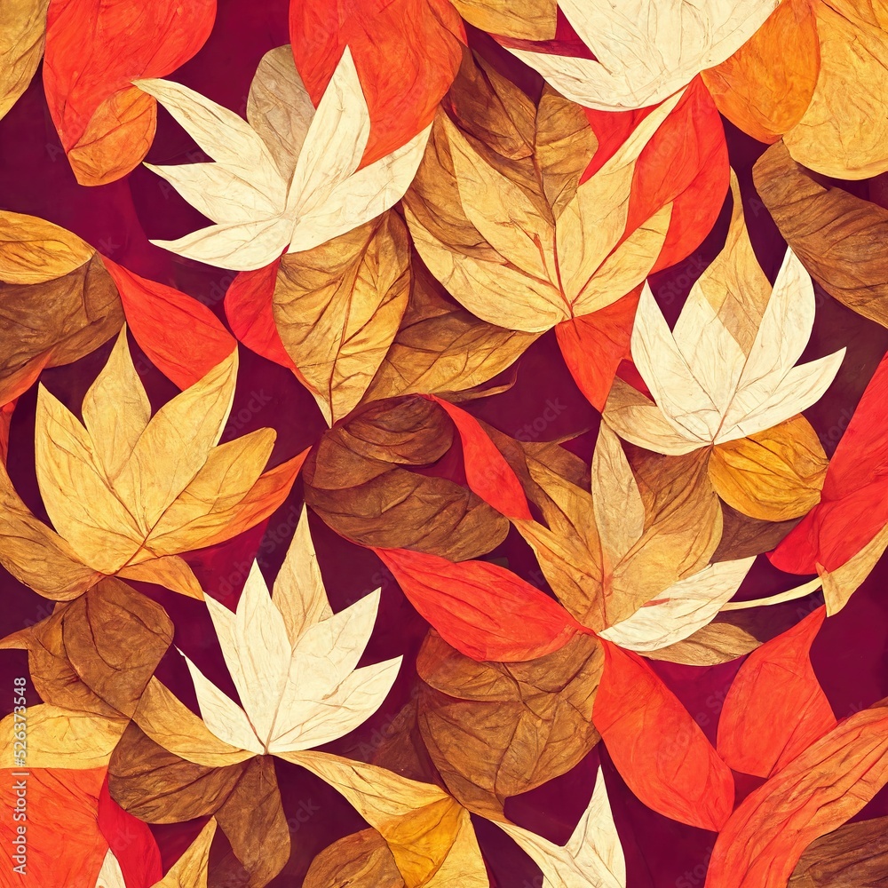 Art abstract background autumn leaves texture design with nature-inspired. 3d illustration