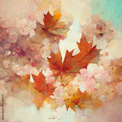 Art abstract background autumn leaves texture design with nature-inspired. 3d illustration