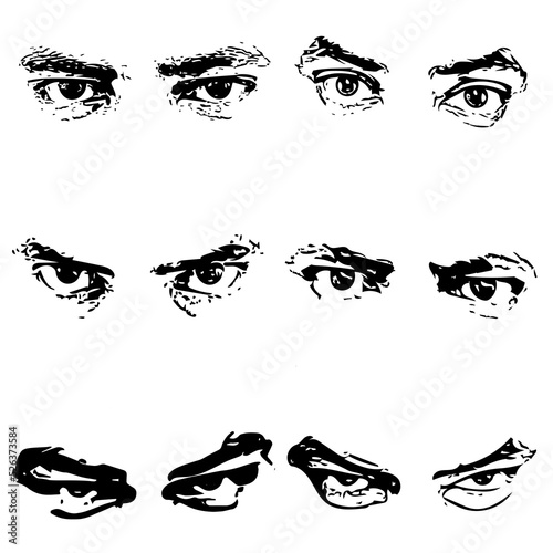A set of male eyes in black and white
