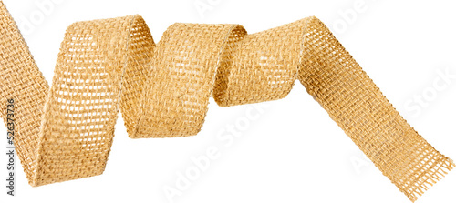 Spiral burlap fabric ribbon, sackcloth piece of linen jute png