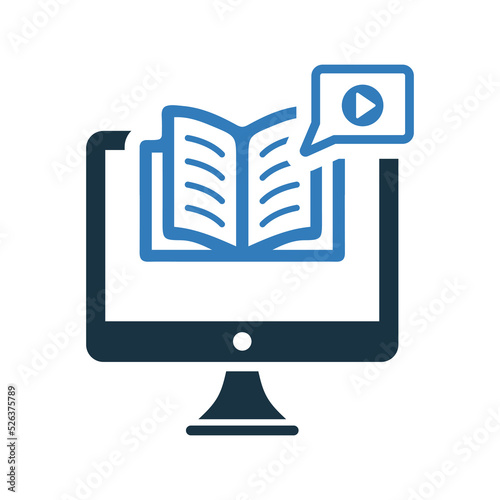 Tutorial, elearning, multimedia, ebook, video icon. Simple vector sketch.