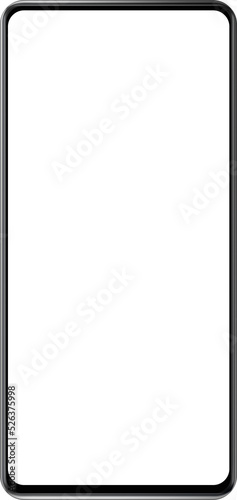 Smartphone modern realistic design mock up with an empty blank white screen, front view, illustration cutout and isolated on white