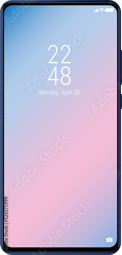 Smartphone modern realistic design mock up with an empty blank white screen, front view, illustration cutout and isolated on white