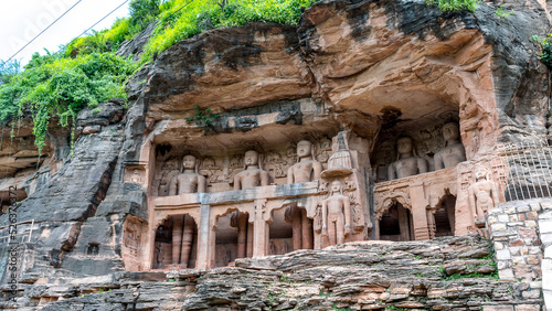 The Siddhachal Caves, The Gopachal Jain are rock cut monuments with Jain collosi in Gwalior Fort