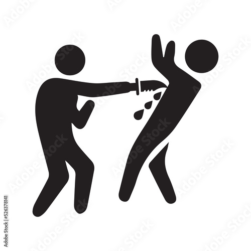 Criminal people holding knife icon | Black Vector illustration |