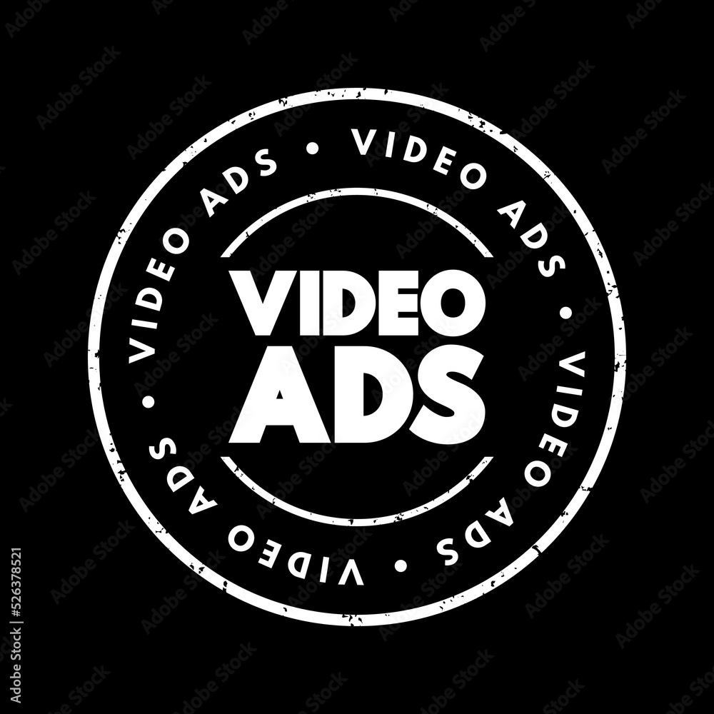 Video Ads text stamp, concept background
