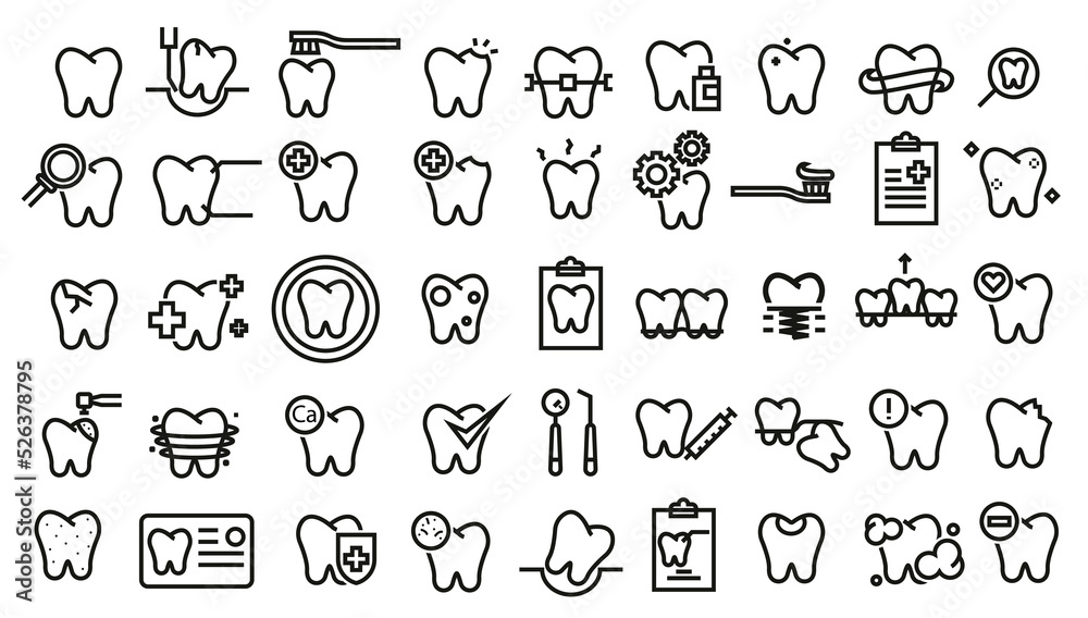 Symbol for dental clinic. Tooth icons set