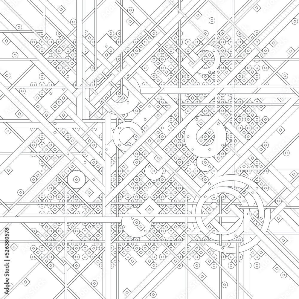 Fototapeta premium Abstract geometric black and white vector pattern