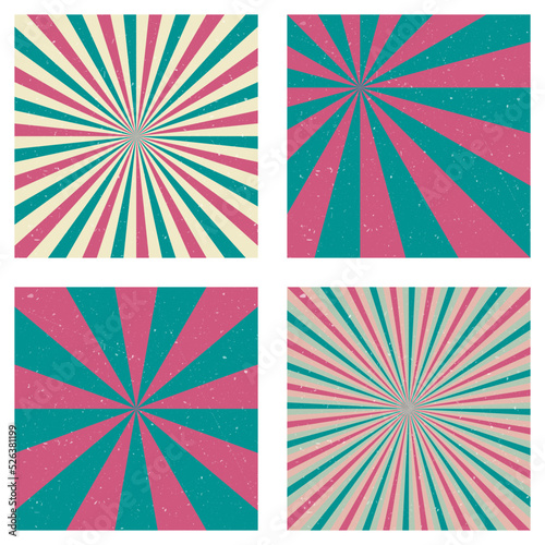 Appealing vintage backgrounds. Abstract sunburst covers with radial rays. Classy vector illustration.