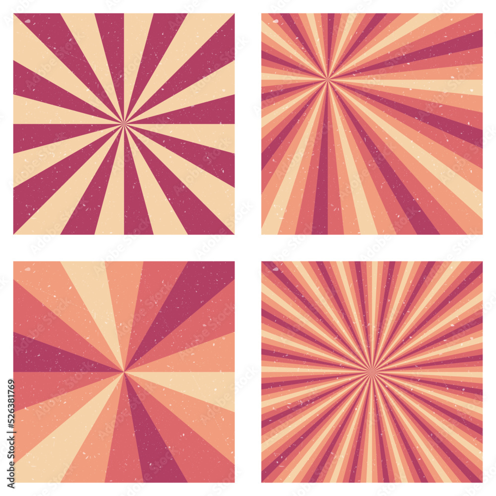 Appealing vintage backgrounds. Abstract sunburst covers with radial rays. Attractive vector illustration.