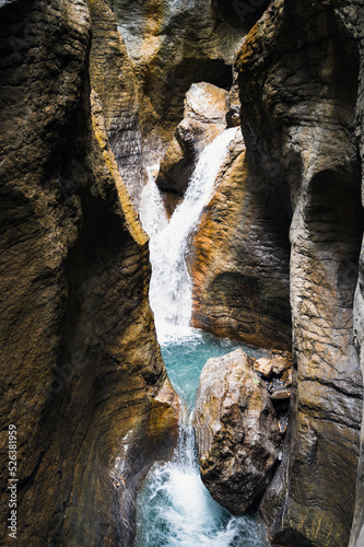 Beautiful falls and caves of Cholerenschlucht, Adelboden, Switzerland