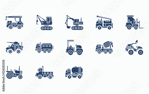 vehicles and transportation icon set