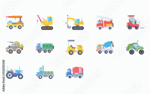 vehicles and transportation icon set