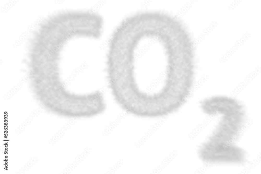 CO2 emissions illustration. A translucent dark cloud in the form of the chemical formula of carbon dioxide against a transparent background. 3D rendering CO2 emissions illustration. A translucent dark cloud in the form of the chemical formula of carbon dioxide against a transparent background. 3D rendering