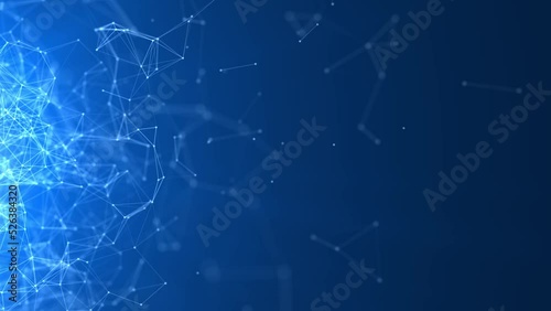 Abstract animated blue futuristic background. Big data visualization. Network connection. Data transfer. 3d rendering. 4k.