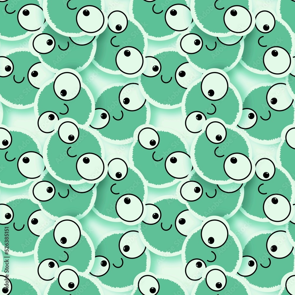 Cartoon doodle fluffy cute monsters aliens seamless pattern for kids clothes print and Halloween accessories Cartoon doodle fluffy cute monsters aliens seamless pattern for kids clothes print and Halloween accessories