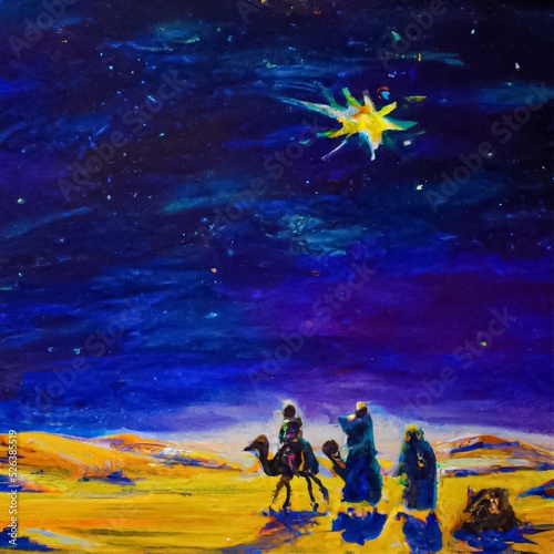 Obraz na plátně Wise Men Following the Star of Bethlehem