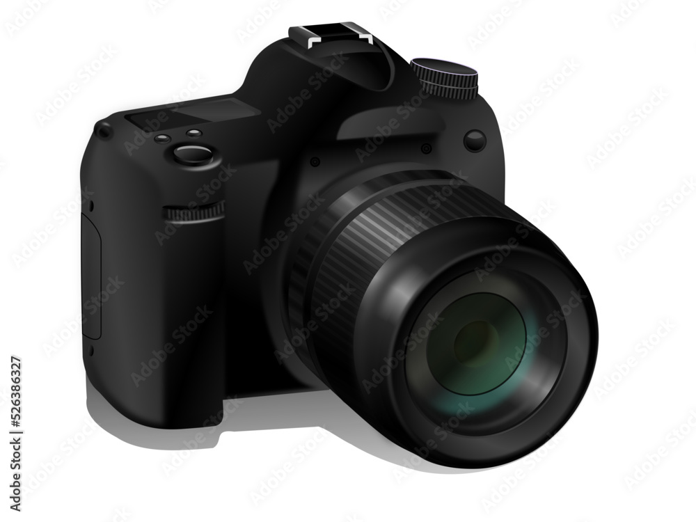 digital slr camera with lens vector - obrazy, fototapety, plakaty 