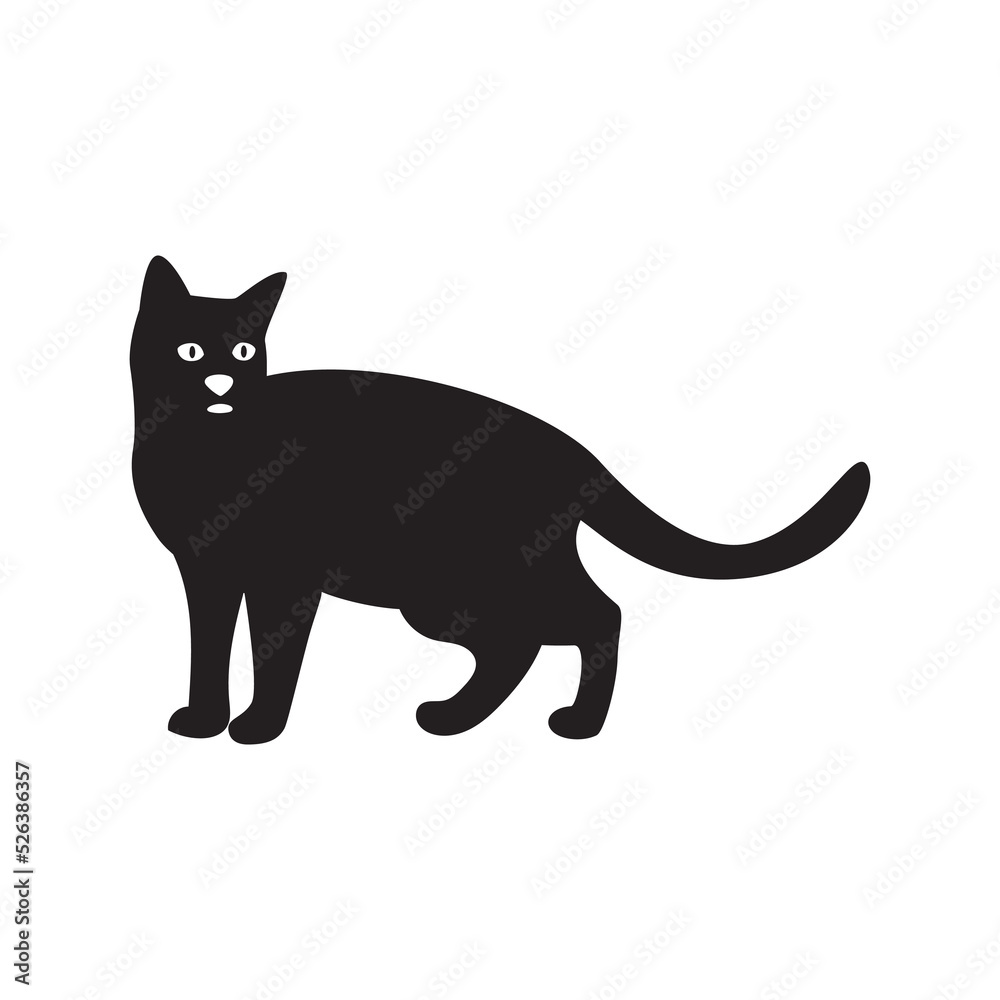 Domestic animal pet cat icon | Black Vector illustration |