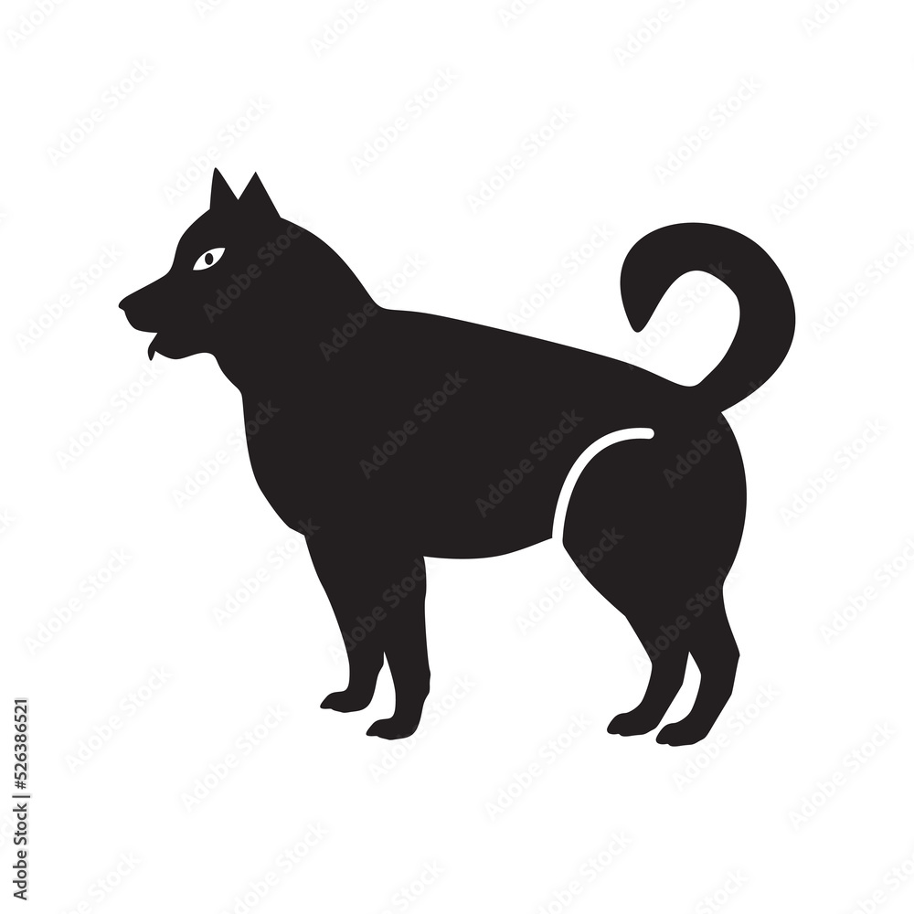 Domestic animal pet dog icon | Black Vector illustration |