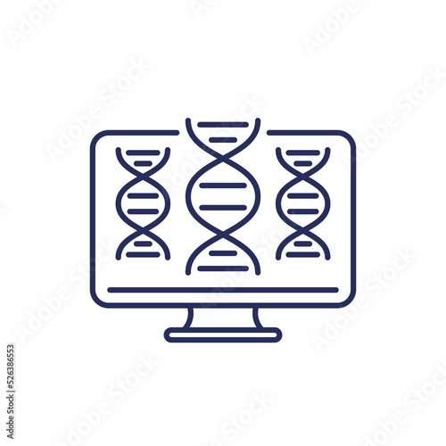 bioinformatics line icon, analysis of biological data