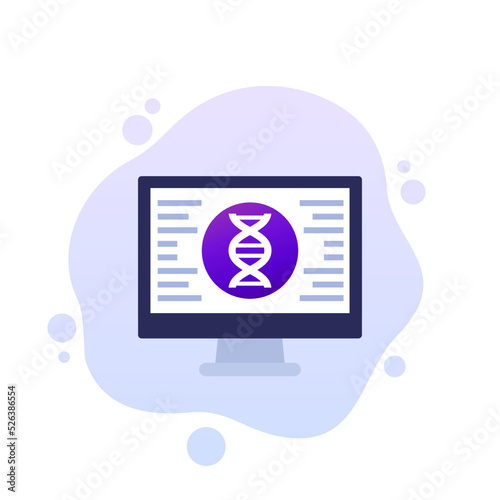 bioinformatics vector icon, analysis of biological data